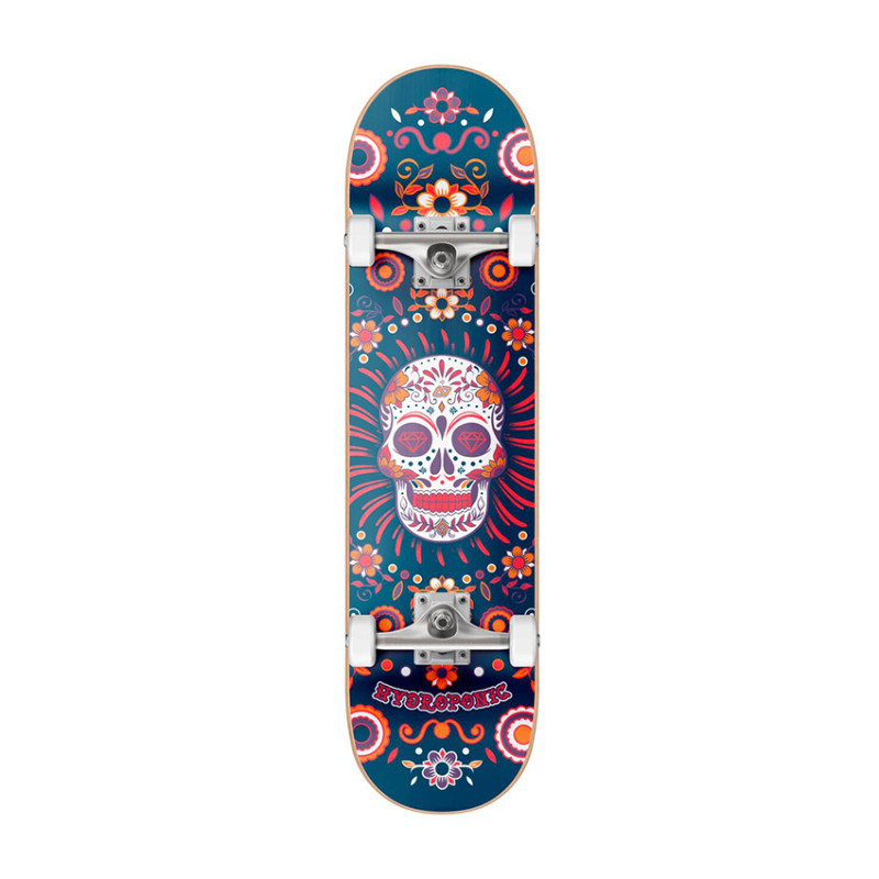 Hydroponic Mexican 7.875″ blue skull skateboard