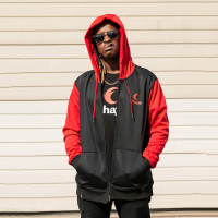 Chaya Logo zip hoodie black/red džemperis