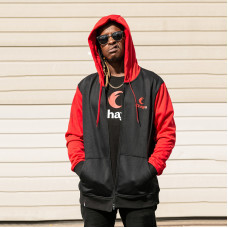 Chaya Logo zip hoodie black/red džemperis