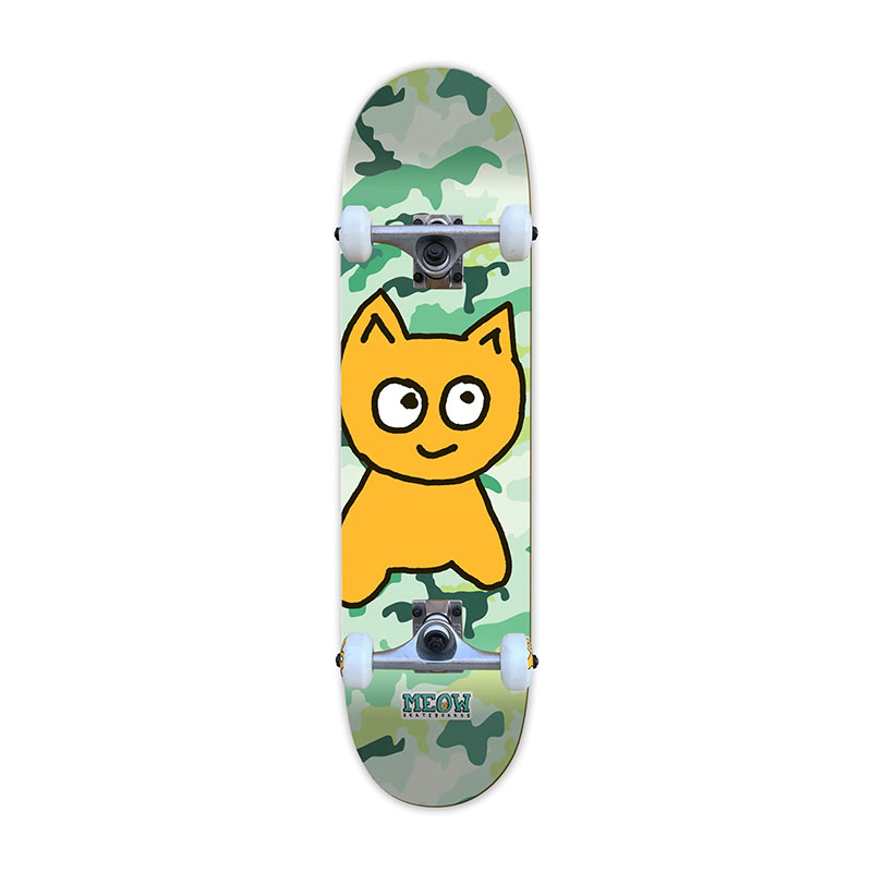 Meow skateboards Big Cat 7.25″ camo green skateboard