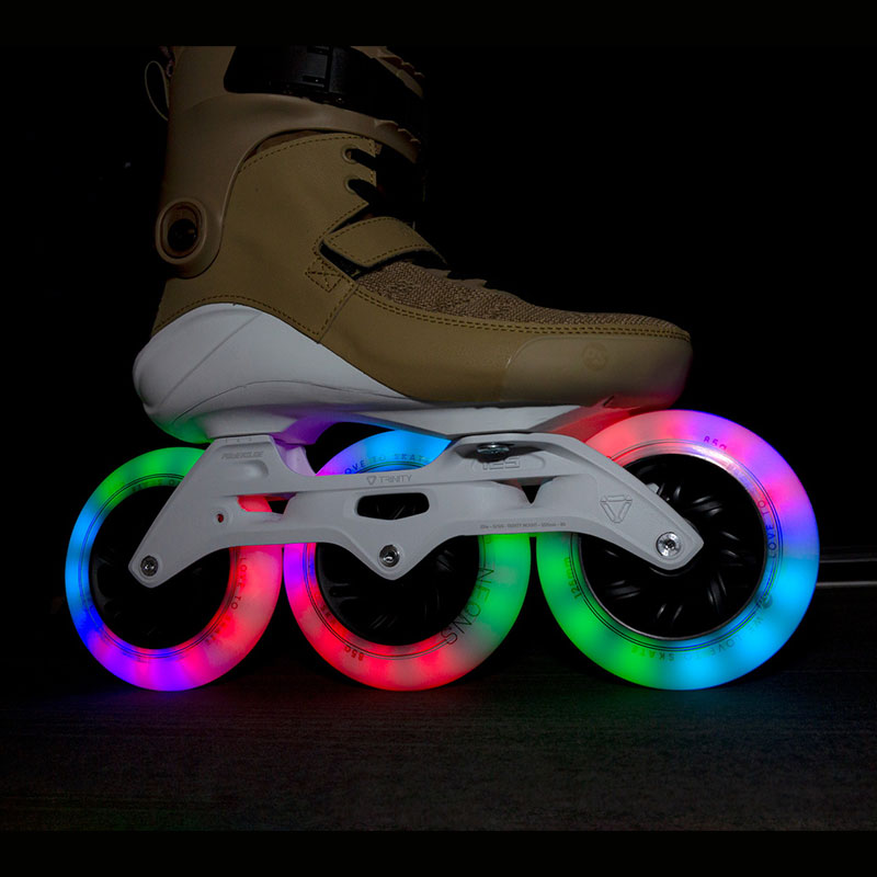 Powerslide Neons 125mm/85a multicolor LED inline skate wheels, 6 pcs.