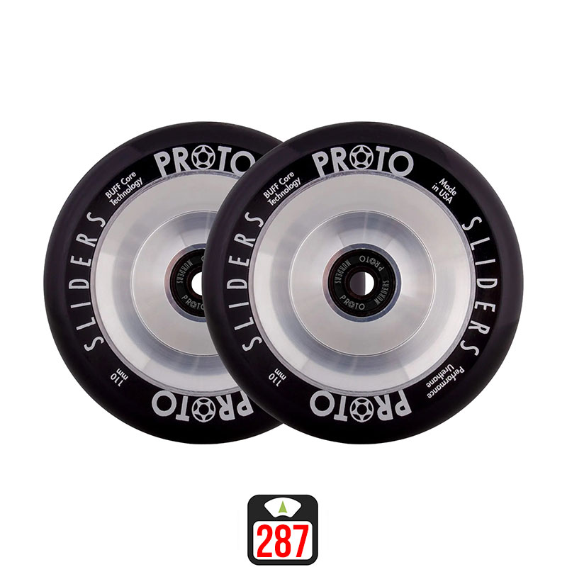 Proto Full Core Sliders 110mm black on raw scooter wheels, 2 pcs.