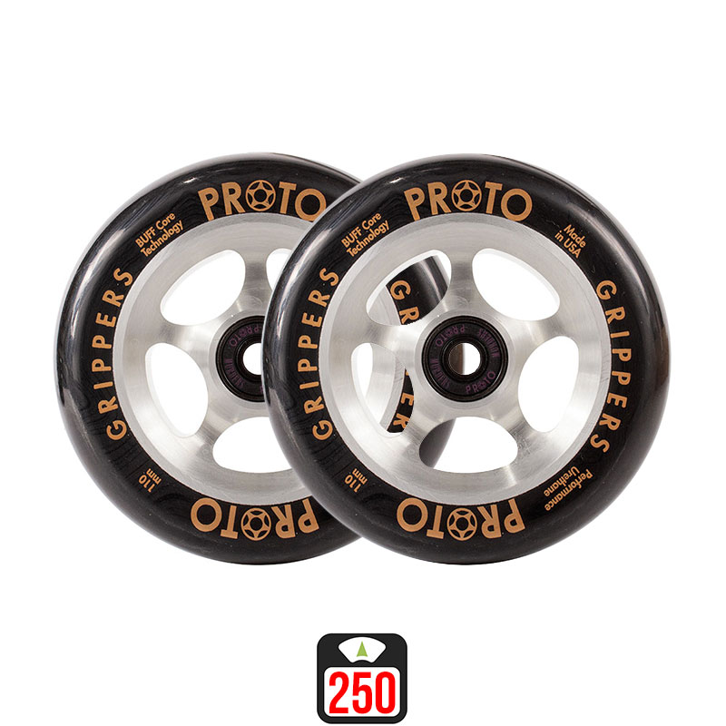 Proto Grippers 110mm black/raw skrejriteņu riteņi, 2 gab.