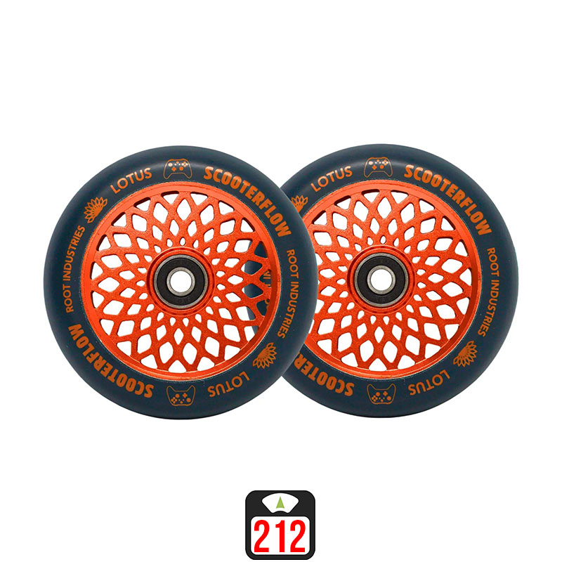 Root Lotus x ScooterFlow 110mm blue/orange skrejriteņu riteņi, 2 gab.
