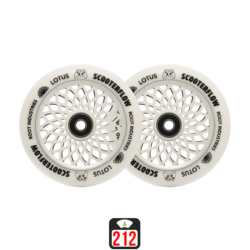 Root Lotus x ScooterFlow 110mm white scooter wheels, 2 pcs.