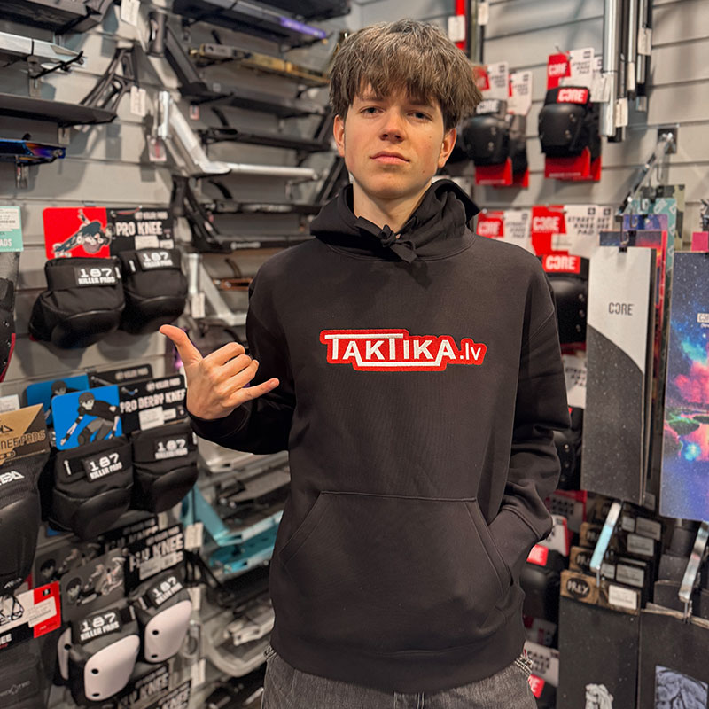 Taktika.lv Logo red/black hoodie džemperis