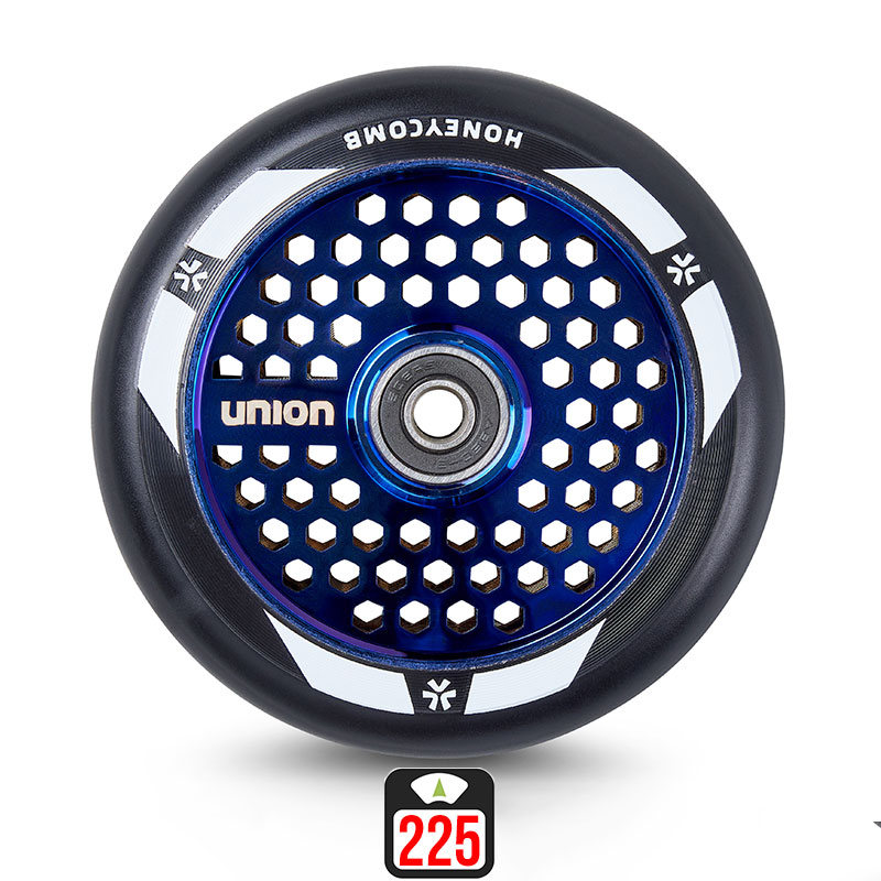 Union Honeycomb 110mm chrome blue scooter wheels, 1 pcs.